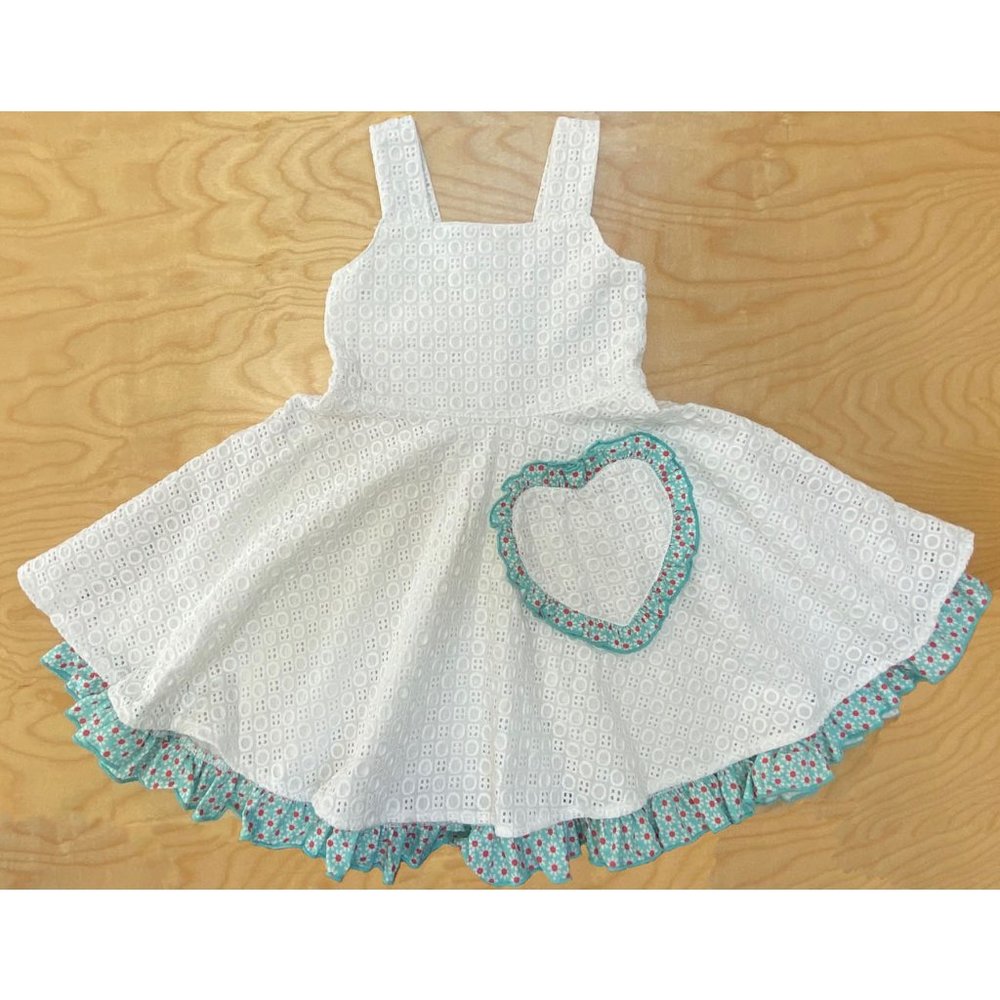 Girls White Eyelet Dress with petticoat